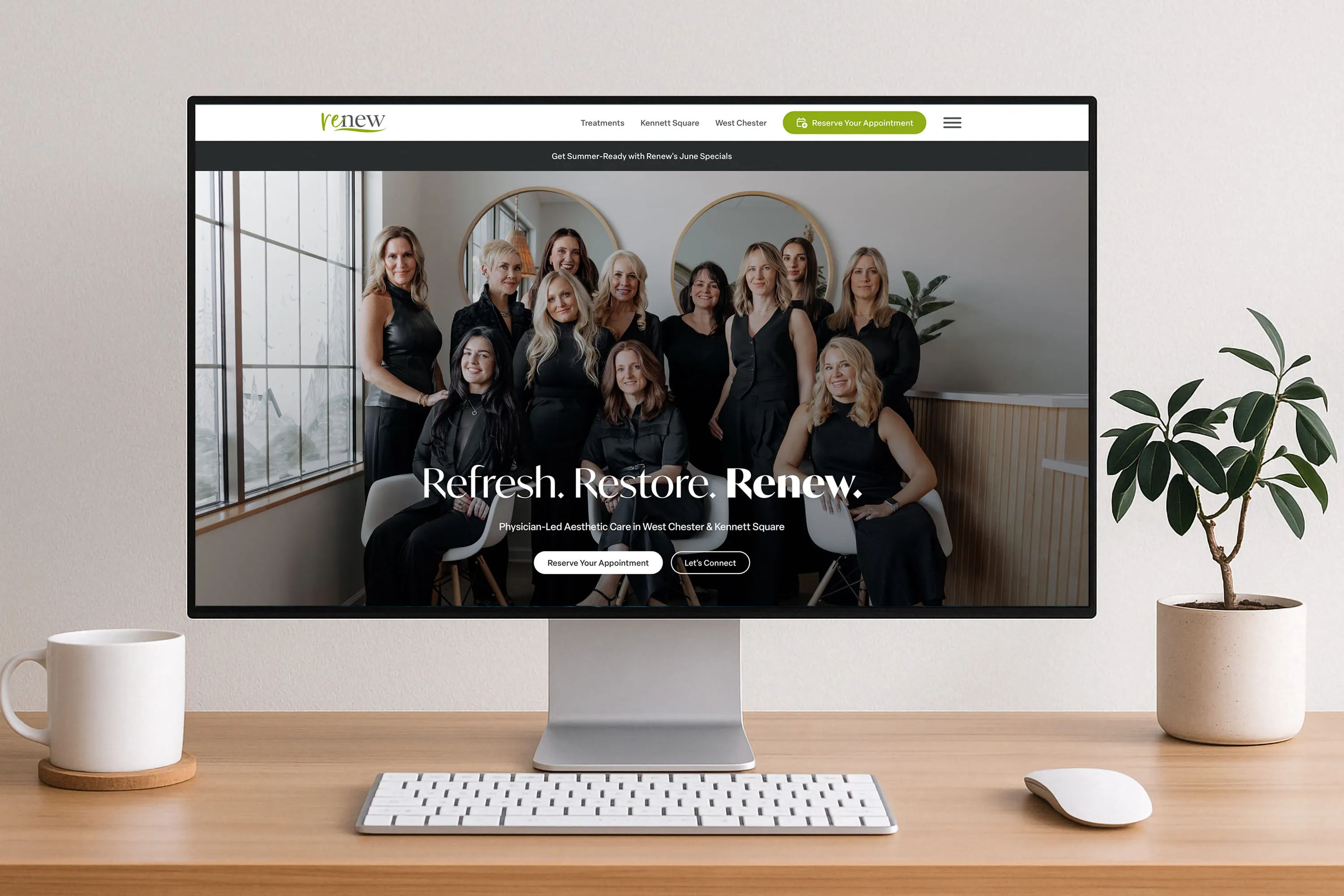 Renew Laser & Aesthetic Medicine website homepage shown on a desktop monitor