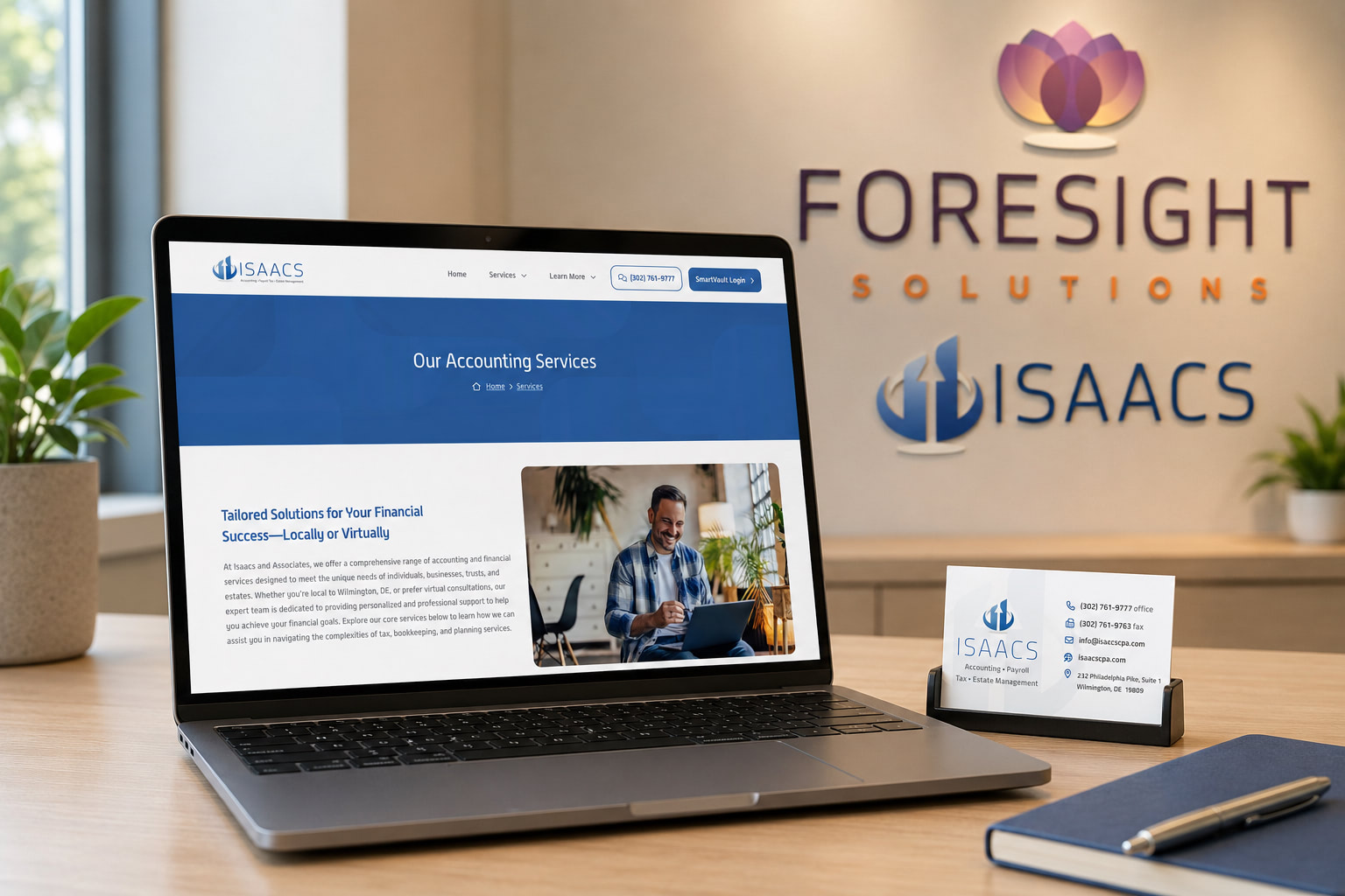 Isaacs and Associates CPA website desktop mockup in Wilmington, Delaware